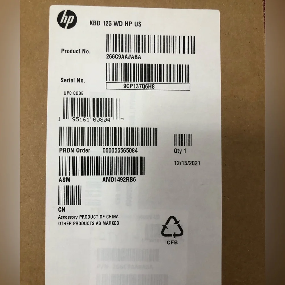 HP Black Wired Full-Size Keyboard with Numeric Keypad